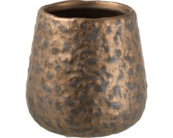 J-Line bloempot Spikkel Rond - keramiek - koper - small - 2 stuks - Ø 12 cm