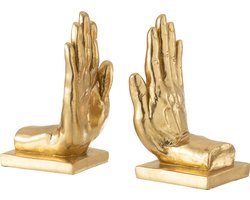 J-Line boekensteun Handen - polyresin - goud - 2 stuks