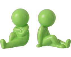 J-Line boekensteun Marcel - keramiek - groen - set van 2