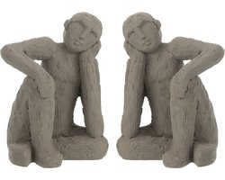 J-Line boekensteun Zittend - cement - grijs - small - 2 stuks