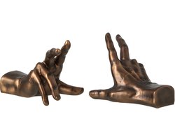 J-Line Boekensteunen handen - polyresin - brons