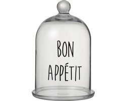 J-Line bord Cake onder glas - Bon Appétit - zwart
