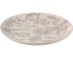 J-line - Bord Decoratief Zen Porselein Wit/zwart - 37x37x4cm