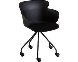 J-Line - Bureaustoel - Wielen - Polypropyleen -Zwart - metalen onderstel