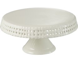 J-Line Cake bord - taartplateau - keramiek - wit - medium - woonaccessoires