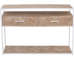 J-Line console Zigzag 2 Laden - hout/metaal - naturel/wit