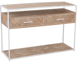 J-Line console Zigzag 2 Laden - hout/metaal - naturel/wit