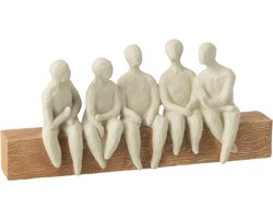 J-Line decoratie Beeldje Groep Mensen Zittend - polyresin - gebroken wit/naturel