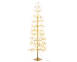 J-Line decoratie Boom - warm witte - ijzer - goud - medium - LED lichtjes