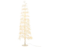 J-Line decoratie Boom - warm witte - ijzer - wit - medium - LED lichtjes