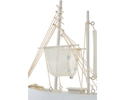 J-Line decoratie Boot - hout/touw - wit