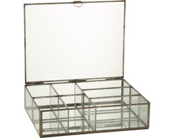 J-Line decoratie Box - glas/metaal - brons - large