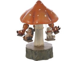 J-Line decoratie Draaimolen Paddenstoel + Kinderen - polyresin - mix