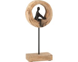 J-Line decoratie Figuur Denk - hout/aluminium - zwart