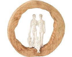 J-Line decoratie Figuur Familie - hout/aluminium - naturel/zilver