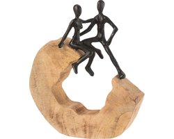 J-Line decoratie Figuur Koppel Zit - hout/aluminium - zwart/naturel