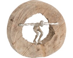 J-Line decoratie Figuur Springen - hout/aluminium - naturel/zilver