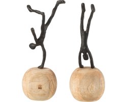 J-Line decoratie Figuur Staand Op Voet - hout/aluminium - zwart - 2 stuks