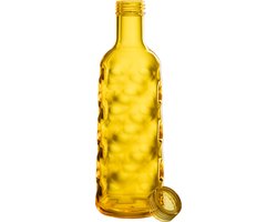 J-Line decoratie Fles Gehamerd - kunststof - geel - giftbox