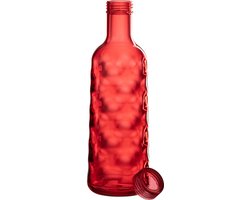 J-Line decoratie fles Gehamerd - kunststof - rood - giftbox