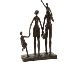 J-Line decoratie Gezin Op Stap - polyresin - donkerbruin