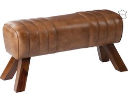 J-Line decoratie Gymbank - leder/hout - cognac
