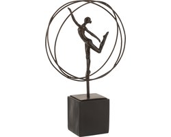 J-Line decoratie Gymnaste In Cirkel - polyresin - donkerbruin