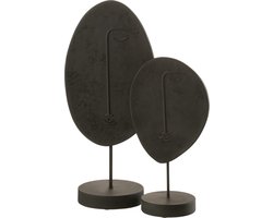 J-Line decoratie Hoofd Plat Op Voet - polyresin - zwart - large