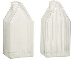 J-Line decoratie Huis Effen/Gestreept - glas - transparant - large - 2 stuks