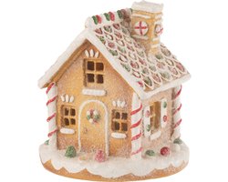 J-Line decoratie Huis Peperkoek - polyresin - mix - LED lichtjes