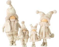 J-Line decoratie jongen + meisje winter hart beige - polyresin - large - 2 stuks