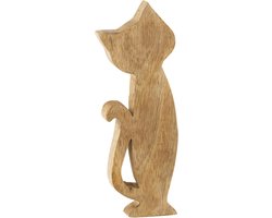J-Line decoratie Kat - hout - wit - small
