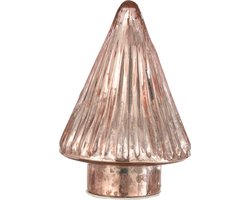J-Line decoratie Kerstboom - glas - roze - extra small - LED lichtjes