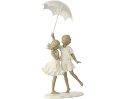 J-Line decoratie Kinderen Jongen + Meisje Paraplu - polyresin - wit/grijs