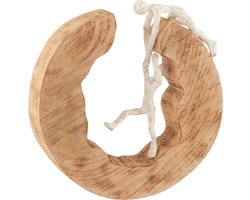 J-Line decoratie Koppel Klimmen - hout/aluminium - naturel/wit