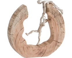 J-Line decoratie Koppel Klimmen - hout/aluminium - naturel/zilver