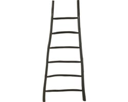 J-Line decoratie Ladder 6 Stappen Teak - hout - zwart