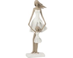 J-Line decoratie Moeder En Dochter - polyresin - wit/taupe - small - moederdag cadeautje
