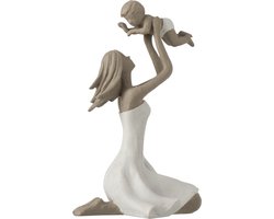 J-Line decoratie Moeder + Kind Op De Knieen - polyresin - wit/taupe