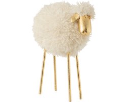 J-Line decoratie Mouton - metaal/polyresin - blanc/or - large