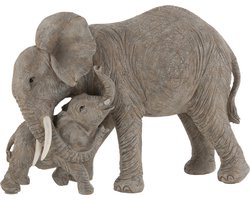 J-Line decoratie Olifant Knuffel - polyresin - grijs - H 20.5 cm
