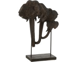 J-Line decoratie Olifant Op Voet Familie - polyresin - donkerbruin