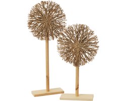 J-Line decoratie op voet - theeboomhout - naturel