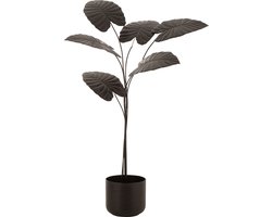 J-Line decoratie Plant - metaal - donkerbruin - small