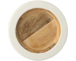 J-Line decoratie Plateau - hout - wit/naturel - small