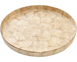 J-Line decoratie plateau Schelp - polyresin - bruin - large