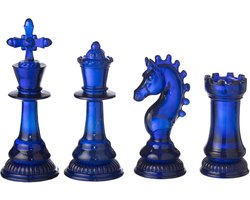 J-Line decoratie Schaakstuk - polyresin - blauw - large - 4 stuks