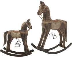 J-Line decoratie Schommelpaard - hout/metaal - mix - large