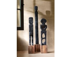 J-Line decoratie Standbeeld Kuru - hout - zwart/naturel