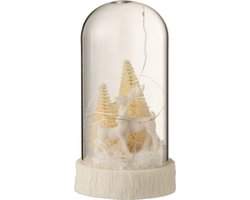 J-Line decoratie Stolp Hoog Herten - glas/polyresin - wit - small - LED lichtjes